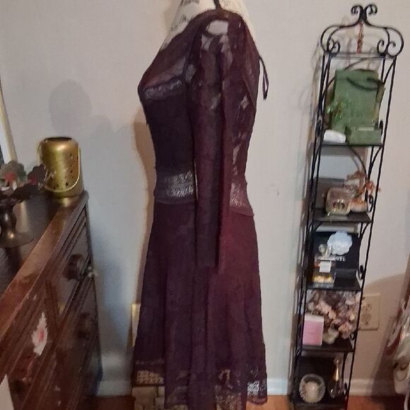 NWT FREE PEOPLE Lace Burgundy EGGPLANT Dress Size Small - Picture 6 of 10